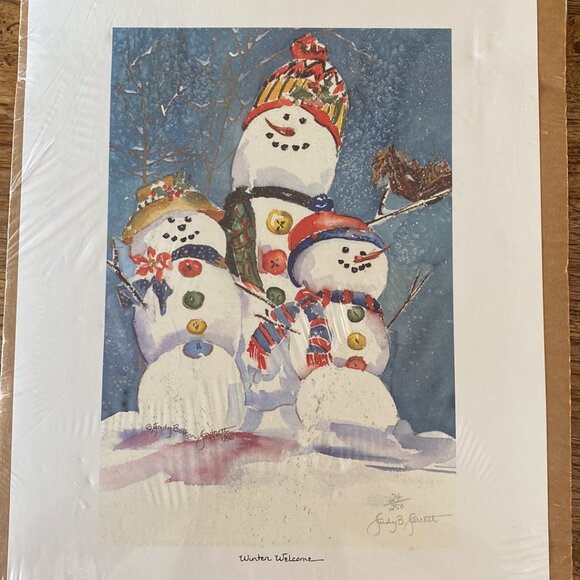 Vintage Winter Welcome by artist Judy Bolton Jarrett 1996, print 24/250, signed - Picture 3 of 16